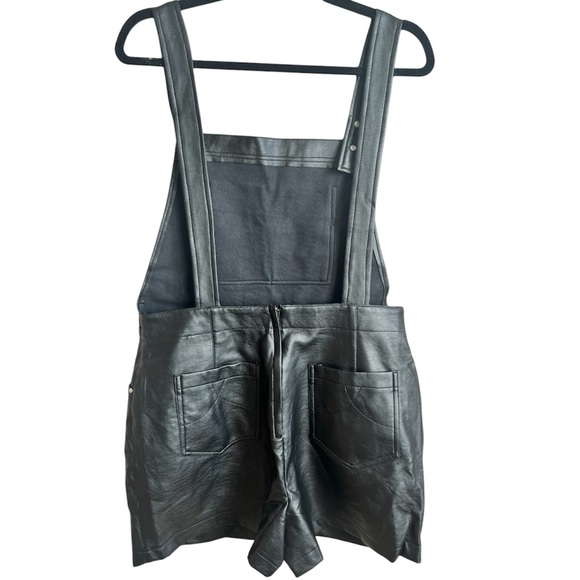 NWT BLACK FAUX LEATHER SHORTS OVERALLS / ROMPER - Picture 2 of 11